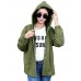 Casual Solid Color Hooded Long Sleeve Loose Women Jacket