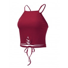 Sexy Knit Lace Up Strap Women Tank Tops