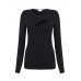 Sexy Women Long Sleeve O-neck Hole Stretch Pure Color T-shirts