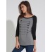 Casual Women Long Sleeve Arrow Print Stitching O-Neck T-shirts