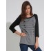 Casual Women Long Sleeve Arrow Print Stitching O-Neck T-shirts