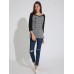 Casual Women Long Sleeve Arrow Print Stitching O-Neck T-shirts