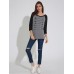 Casual Women Long Sleeve Arrow Print Stitching O-Neck T-shirts