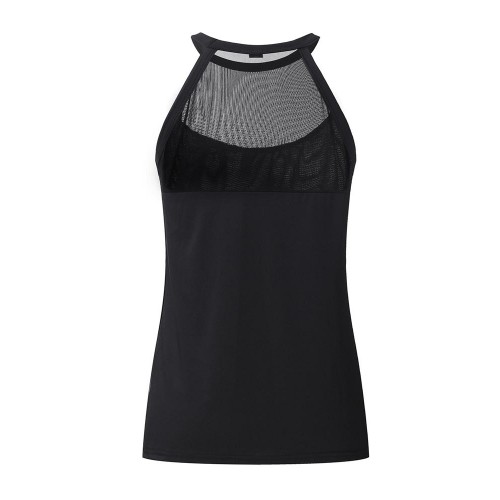 Casual Women Mesh Patchwork O-Neck Sleeveless Tank Tops