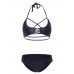 Sexy Halter Backless Wireless Swimwear Key Hole Front Padding Attractive Bikini Sets