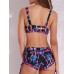 Women Sexy Printed Solid Color Tankinis Pullover Vest Elastic Swimwear Sets