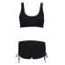 Women Sexy Printed Solid Color Tankinis Pullover Vest Elastic Swimwear Sets