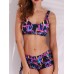 Women Sexy Printed Solid Color Tankinis Pullover Vest Elastic Swimwear Sets