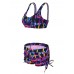 Women Sexy Printed Solid Color Tankinis Pullover Vest Elastic Swimwear Sets