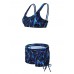 Women Sexy Printed Solid Color Tankinis Pullover Vest Elastic Swimwear Sets