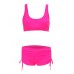 Women Sexy Printed Solid Color Tankinis Pullover Vest Elastic Swimwear Sets