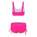 Women Sexy Printed Solid Color Tankinis Pullover Vest Elastic Swimwear Sets