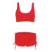 Women Sexy Printed Solid Color Tankinis Pullover Vest Elastic Swimwear Sets