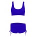 Women Sexy Printed Solid Color Tankinis Pullover Vest Elastic Swimwear Sets