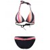 Women Sexy Plus Size Halter Rainbow Striped Underwire Bikini Low Waist Panties Swimsuit