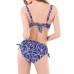 Women Sexy Plus Size Wireless Swimwear Line Printing Back Lace-Up Ruffle Bikinis Set