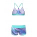 Yiranshini Colorful Y-Back Plunge Low Rise Tankinis Sets