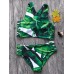 String Leaf Printed Sling Stretchy Bikini Set