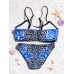 2pcs Printed Padding Wireless Overhead Elastic Bikini Sets