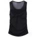 Women Casual Mesh Splice Blouses Round Neck Sleeveless Tank Tops