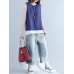 Fashion Sleeveless Pure Color Linen Women Tank Tops