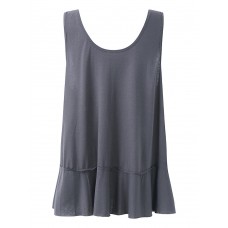 Loose Pure Color Dark Gray Sleeveless Tank Tops For Women