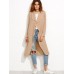 Women Casual Trench Coat Jacket Long Sleeve Waterfall Belted Blazer