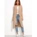 Women Casual Trench Coat Jacket Long Sleeve Waterfall Belted Blazer