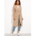 Women Casual Trench Coat Jacket Long Sleeve Waterfall Belted Blazer