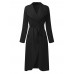 Women Casual Trench Coat Jacket Long Sleeve Waterfall Belted Blazer