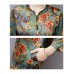 Vintage Women Floral Printed Long Sleeve Stand Collar Midi Dress