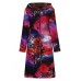 Vintage Women Printed Long Sleeve Fleece Lined Hooded Coats