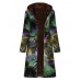 Vintage Women Printed Long Sleeve Fleece Lined Hooded Coats