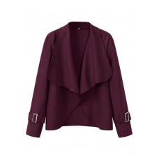 Elegant Women Irregular Pure Color Lapel Long Sleeve Short Jacket