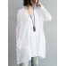 Loose Women Button Solid Cotton Linen Long Sleeve T-shirts