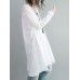 Loose Women Button Solid Cotton Linen Long Sleeve T-shirts