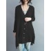 Loose Women Button Solid Cotton Linen Long Sleeve T-shirts