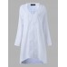 Loose Women Button Solid Cotton Linen Long Sleeve T-shirts