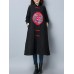 Folk Style Women Embroidered Long Sleeve Buttons Corduroy Coat