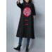 Folk Style Women Embroidered Long Sleeve Buttons Corduroy Coat