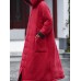 Women Hooded Frog Button Long Sleeve Thick Cotton Coats