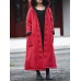 Women Hooded Frog Button Long Sleeve Thick Cotton Coats