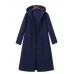 Women Hooded Frog Button Long Sleeve Thick Cotton Coats