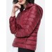 12 Color Women Pure Color Zipper Long Sleeve Hooded Short Down Coats