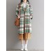 Vintage Plaid Woolen Long Sleeve Women Coats