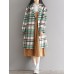 Vintage Plaid Woolen Long Sleeve Women Coats