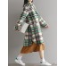 Vintage Plaid Woolen Long Sleeve Women Coats