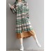 Vintage Plaid Woolen Long Sleeve Women Coats