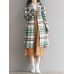 Vintage Plaid Woolen Long Sleeve Women Coats