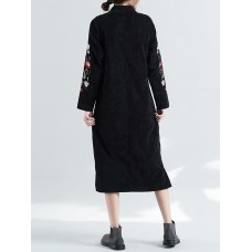 Ethnic Women Embroidery Plate Buckle Long Sleeve Vintage Coats